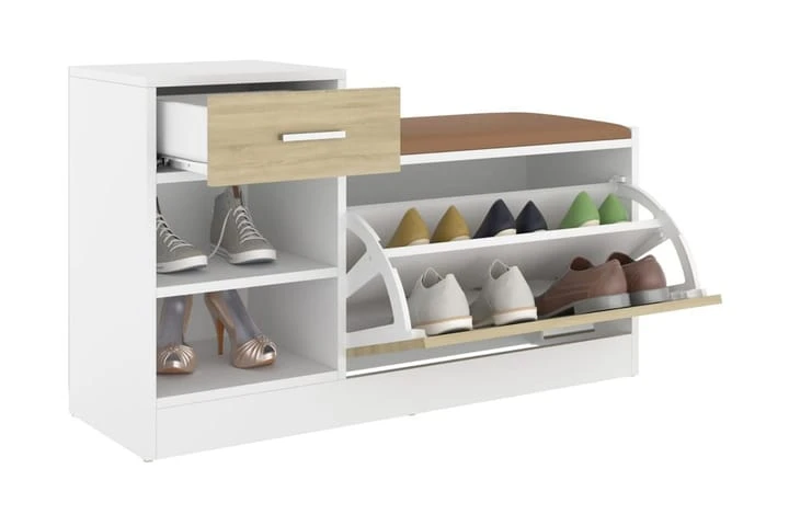Skobänk Vit 94,5x31x57 Cm Spånskiva 5 Skobänk Vit 94,5x31x57 Cm Spånskiva - Bild 5