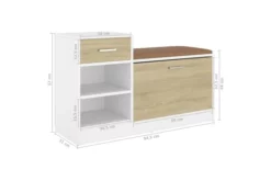 Skobänk Vit 94,5x31x57 Cm Spånskiva 13 Skobänk Vit 94,5x31x57 Cm Spånskiva -SONGMICS Försäljning skobank vit och sonoma ek 945x31x57 cm spanskiva beige 4197967