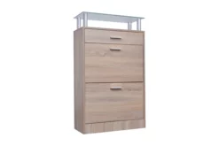 Skohylla I Trä Med Låda Och Glashylla Ekimitation