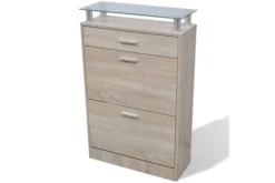 Skohylla I Trä Med Låda Och Glashylla Ekimitation -SONGMICS Försäljning skohylla i tra med lada och glashylla ekimitation brun 3504228