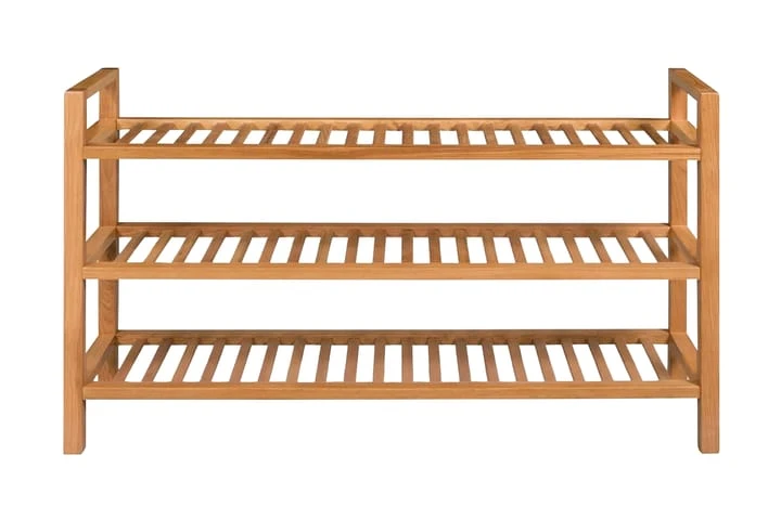 Skohylla Med 3 Hyllor 100x27x60 Cm Massiv Ek 2 Skohylla Med 3 Hyllor 100x27x60 Cm Massiv Ek - Bild 2