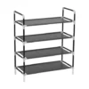 Skohylla Med 4 Hyllor Metall Och Non-woven Tyg Svart