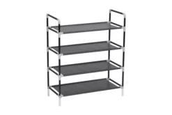 Skohylla Med 4 Hyllor Metall Och Non-woven Tyg Svart