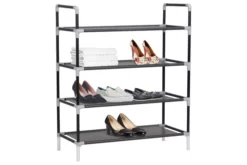 Skohylla Med 4 Hyllor Metall Och Non-woven Tyg Svart -SONGMICS Försäljning skohylla med 4 hyllor metall och non woven tyg svart svart 4113789