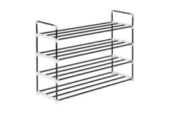 Skohylla Med 4 Hyllor Metall Och Plast Svart