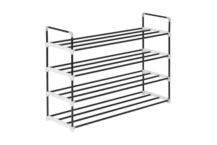 Skohylla Med 4 Hyllor Metall Och Plast Svart 1 Skohylla Med 4 Hyllor Metall Och Plast Svart