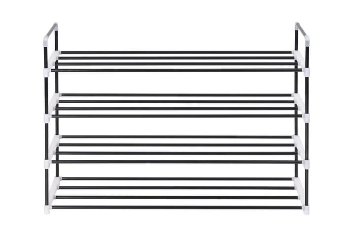 Skohylla Med 4 Hyllor Metall Och Plast Svart 2 Skohylla Med 4 Hyllor Metall Och Plast Svart - Bild 2