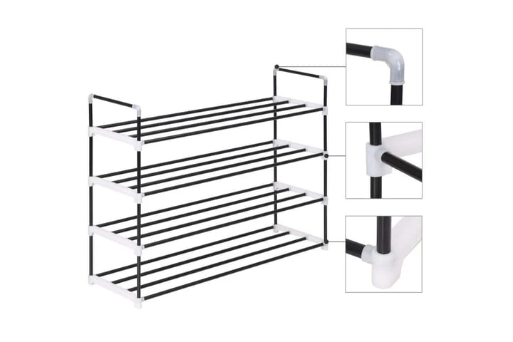 Skohylla Med 4 Hyllor Metall Och Plast Svart 4 Skohylla Med 4 Hyllor Metall Och Plast Svart - Bild 4