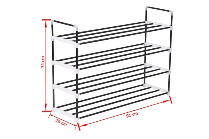 Skohylla Med 4 Hyllor Metall Och Plast Svart 7 Skohylla Med 4 Hyllor Metall Och Plast Svart - Bild 7