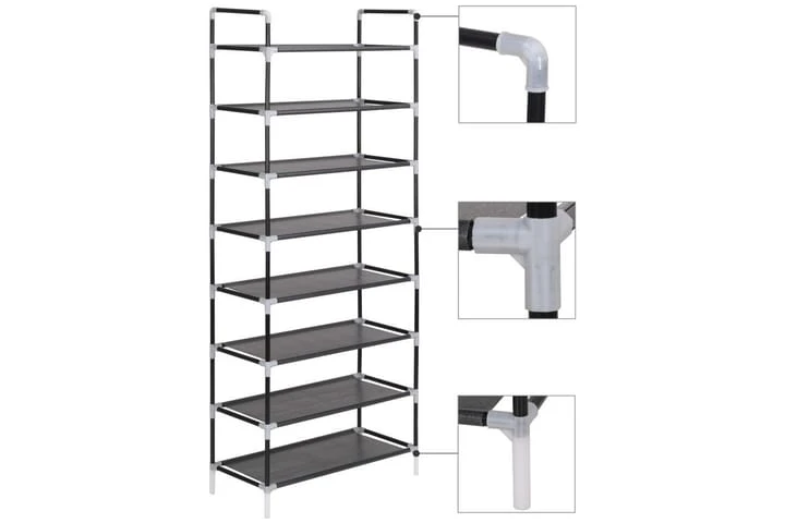 Skohylla Med 8 Hyllor Metall Och Non-woven Tyg Silver 4 Skohylla Med 8 Hyllor Metall Och Non-woven Tyg Silver - Bild 4