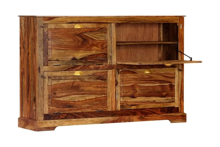 Skoskåp 140x35x90 Cm Massivt Sheshamträ 4 Skoskåp 140x35x90 Cm Massivt Sheshamträ - Bild 4