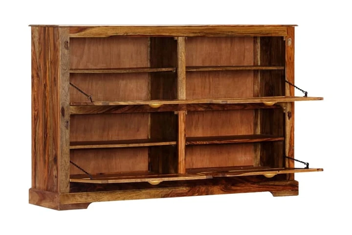 Skoskåp 140x35x90 Cm Massivt Sheshamträ 5 Skoskåp 140x35x90 Cm Massivt Sheshamträ - Bild 5