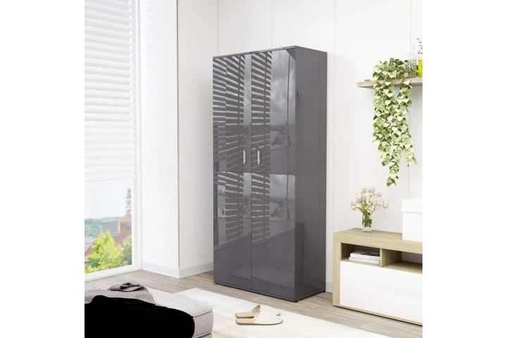 Skoskåp Vit Högglans 80x39x178 Cm Spånskiva 2 Skoskåp Vit Högglans 80x39x178 Cm Spånskiva - Bild 2