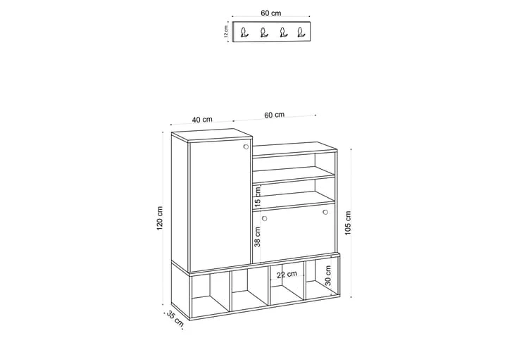 Skoskåp Hudale 35x100 Cm 4 Skoskåp Hudale 35x100 Cm - Bild 4