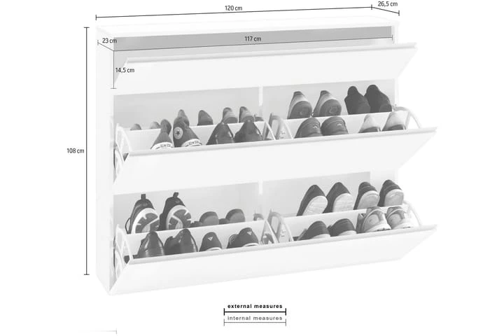 Skoskåp Magiras 60x27 Cm 2 Dörrar + Lucka 6 Skoskåp Magiras 60x27 Cm 2 Dörrar + Lucka - Bild 6