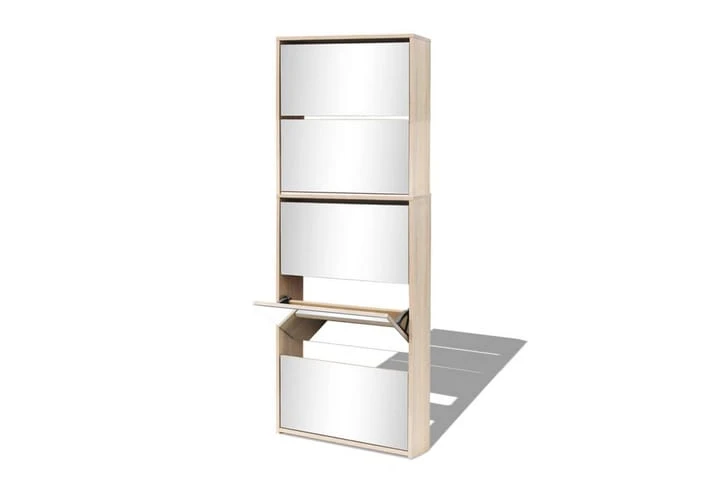 Skoskåp Med 5 Lådor Och Spegel Ek 63x17x169,5 Cm 4 Skoskåp Med 5 Lådor Och Spegel Ek 63x17x169,5 Cm - Bild 4