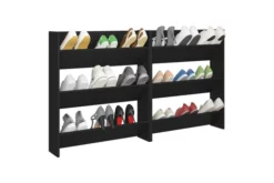 Väggmonterat Skoställ 2 St Svart Högglans 80x18x90 Cm Spånsk -SONGMICS Försäljning vaggmonterat skostall 2 st svart 80x18x90 cm spanskiva svart 3497239