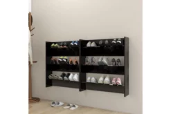 Väggmonterat Skoställ 2 St Svart Högglans 80x18x90 Cm Spånsk -SONGMICS Försäljning vaggmonterat skostall 2 st svart 80x18x90 cm spanskiva svart 3497241