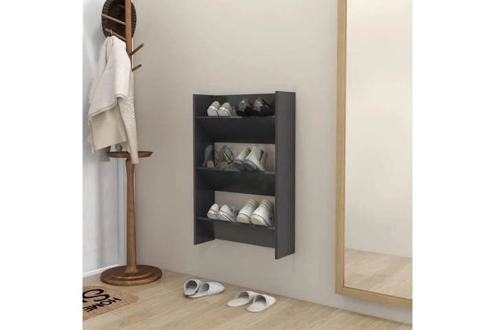 Väggmonterat Skoställ Svart 60x18x90 Cm Spånskiva 2 Väggmonterat Skoställ Svart 60x18x90 Cm Spånskiva - Bild 2